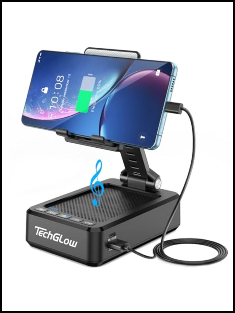 Foldable Cellphone Stand Bluetooth Speaker Charging Station Adjustable Portable